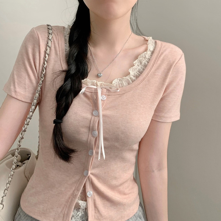 レイヤードレーストップス(5color) PINK