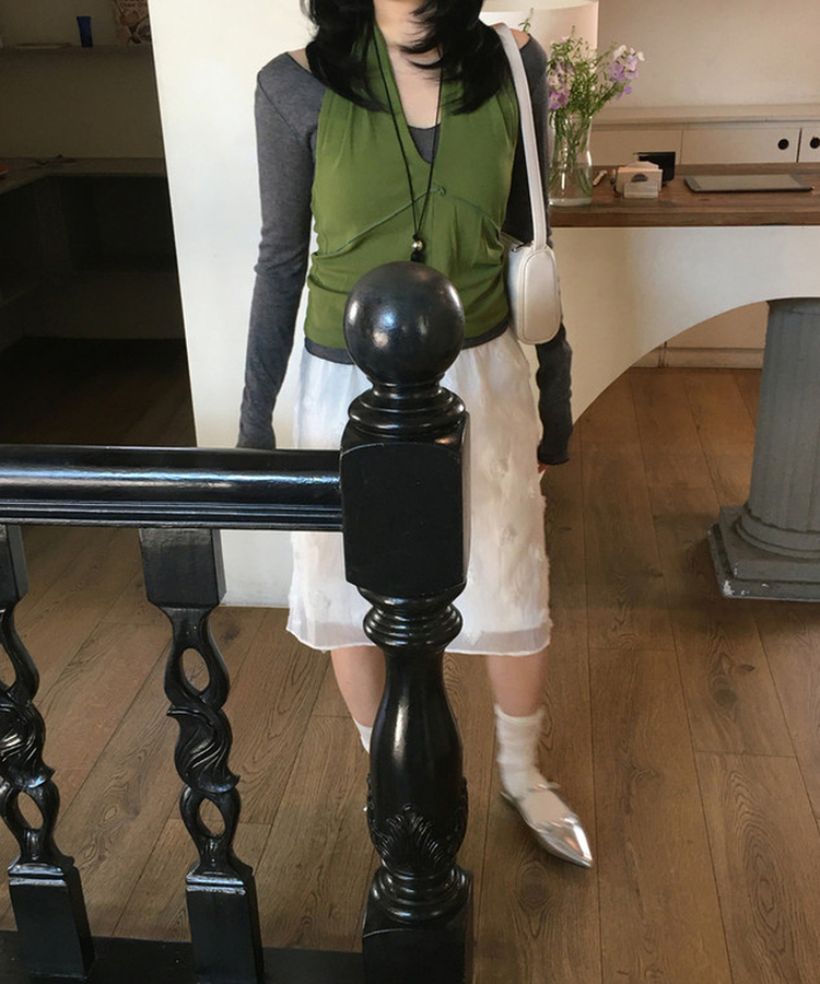 メッシュホルターブラウス OLIVE