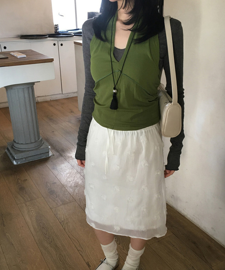 メッシュホルターブラウス OLIVE