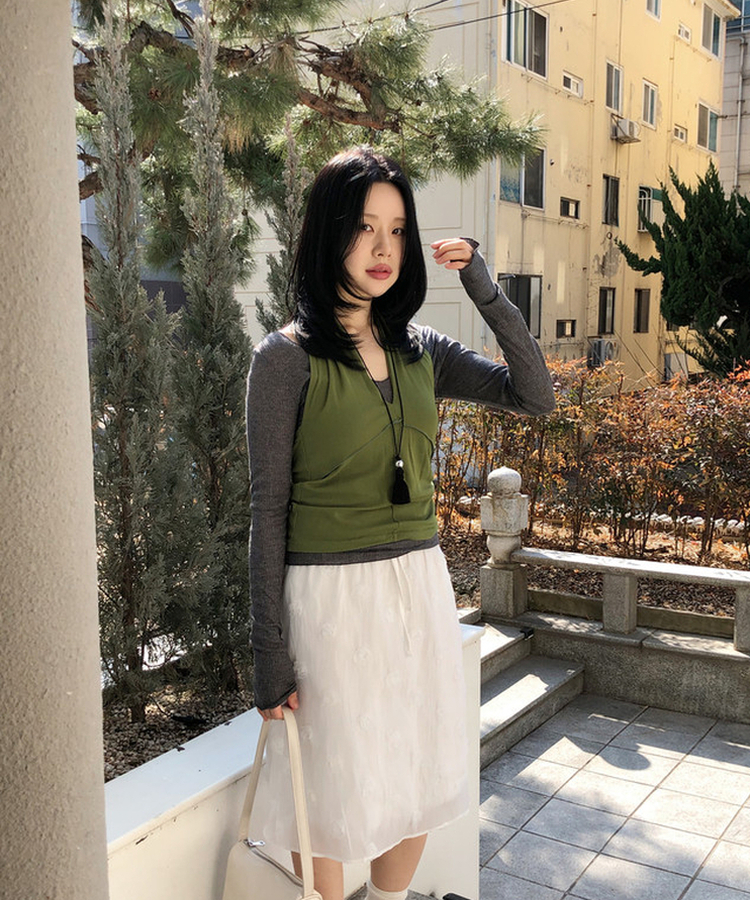 メッシュホルターブラウス OLIVE