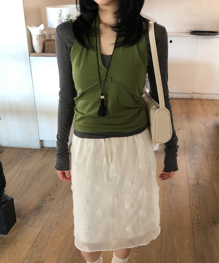 メッシュホルターブラウス OLIVE