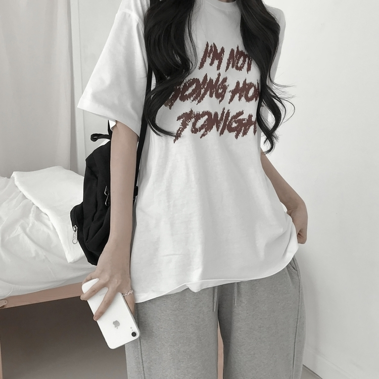 プリントカジュアル半袖Tシャツ(6color) WHITE