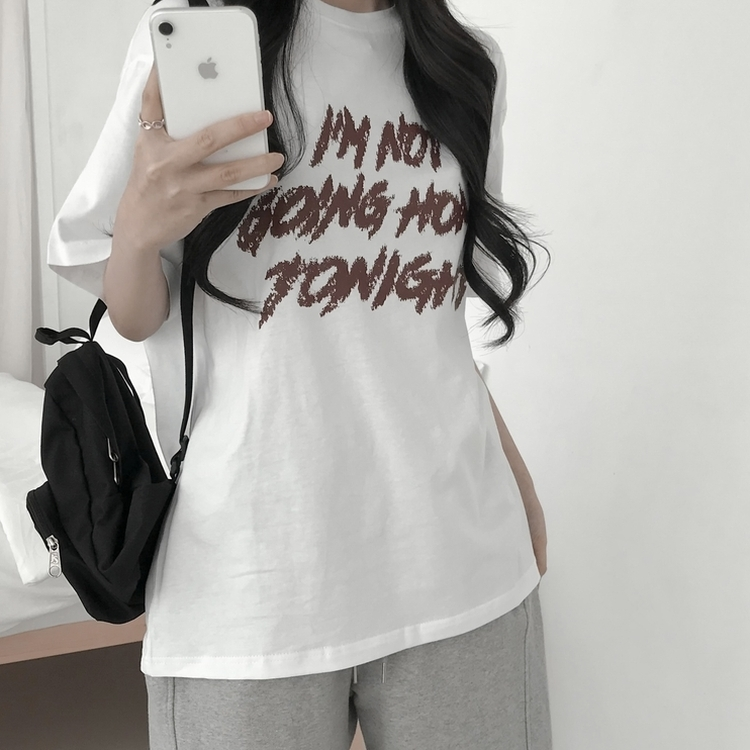 プリントカジュアル半袖Tシャツ(6color) WHITE