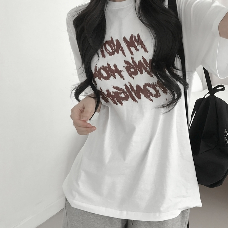 プリントカジュアル半袖Tシャツ(6color) WHITE