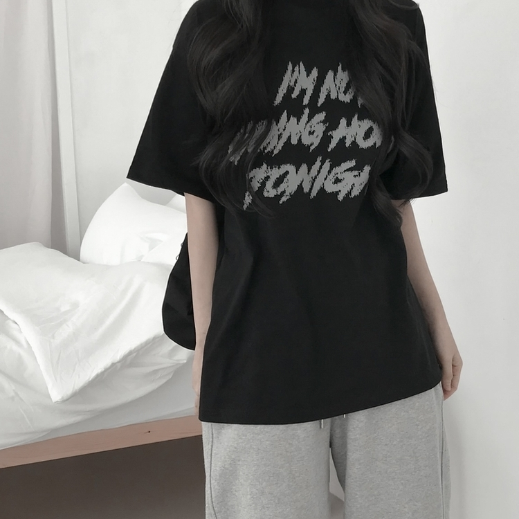 プリントカジュアル半袖Tシャツ(6color) CHARCOAL