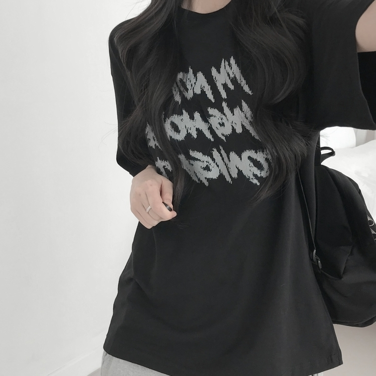 プリントカジュアル半袖Tシャツ(6color) CHARCOAL