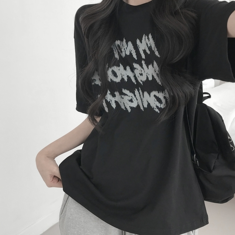 プリントカジュアル半袖Tシャツ(6color) CHARCOAL