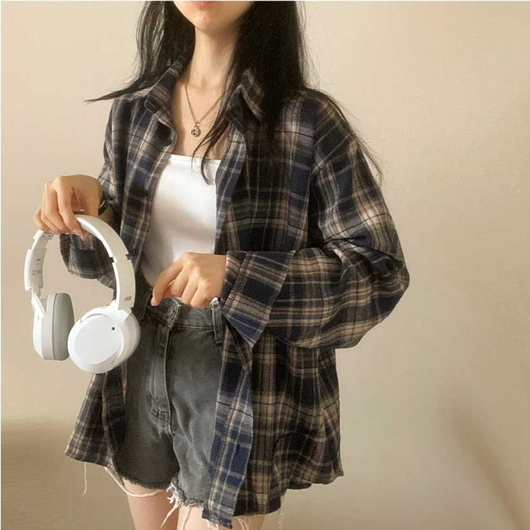 カジュアルチェックシャツ DARK BLUE