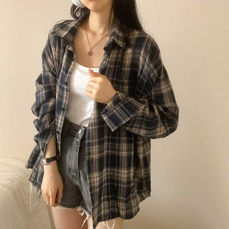 カジュアルチェックシャツ DARK BLUE