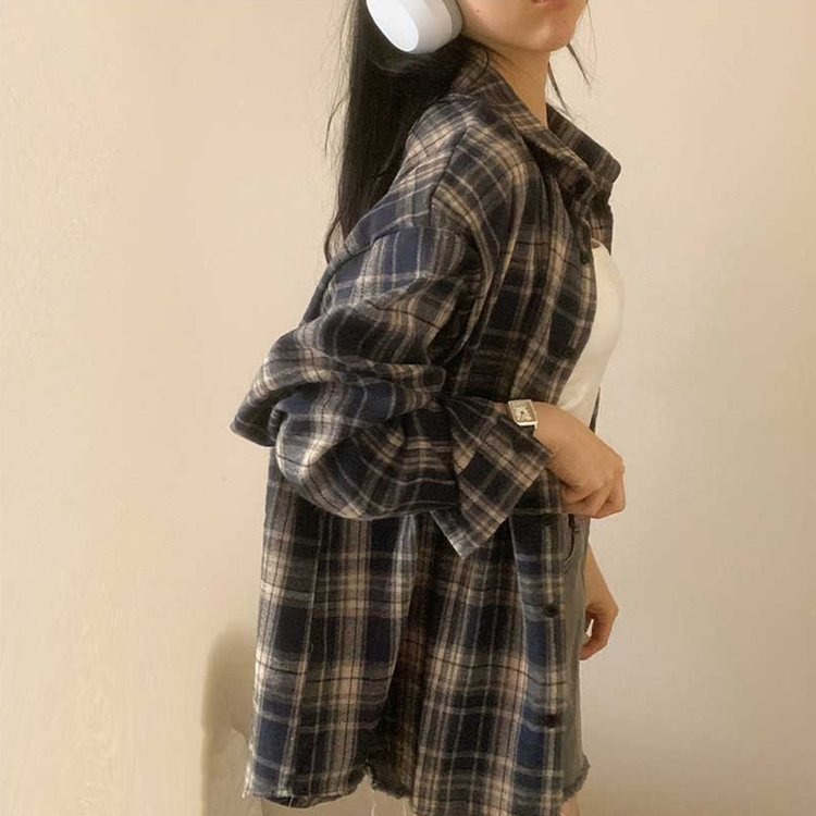 カジュアルチェックシャツ DARK BLUE