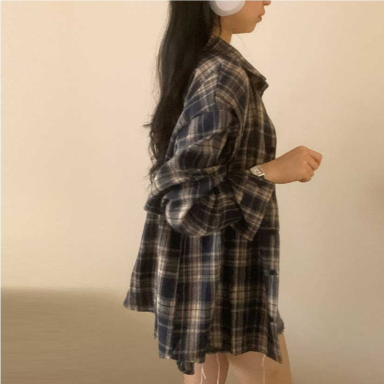 カジュアルチェックシャツ DARK BLUE