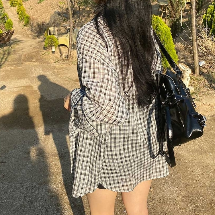 デイリールーズフィットチェックシャツ WHITE