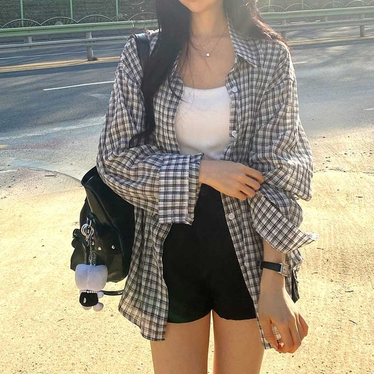 デイリールーズフィットチェックシャツ WHITE