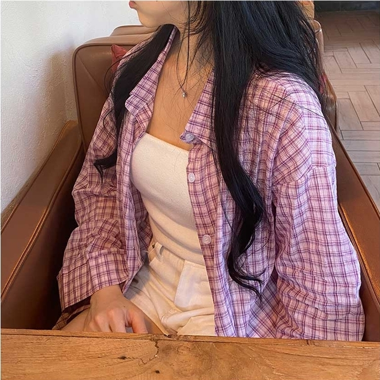 デイリールーズフィットチェックシャツ LIGHT PINK