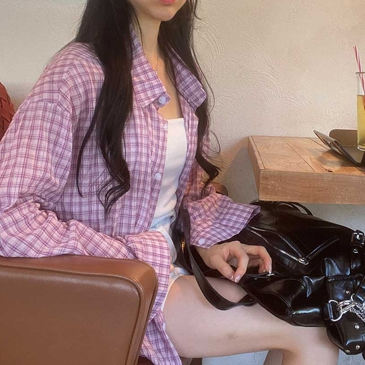 デイリールーズフィットチェックシャツ LIGHT PINK