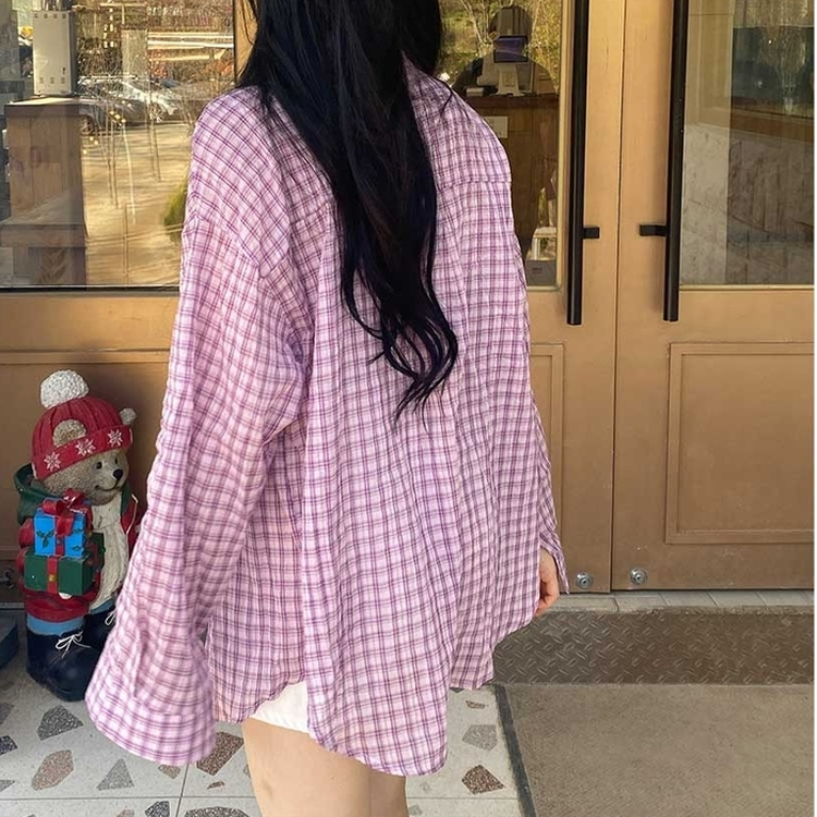 デイリールーズフィットチェックシャツ LIGHT PINK