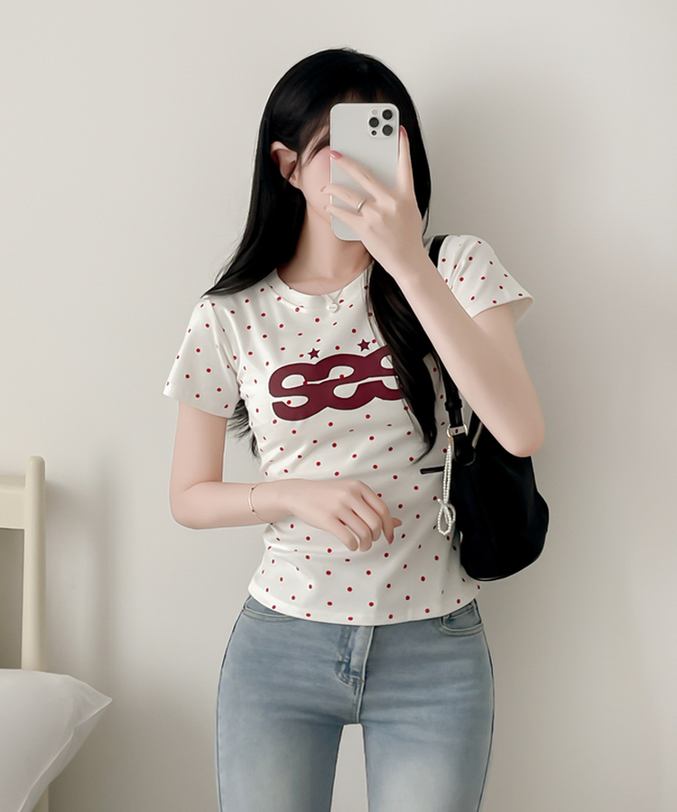 デイリードット半袖Tシャツ RED