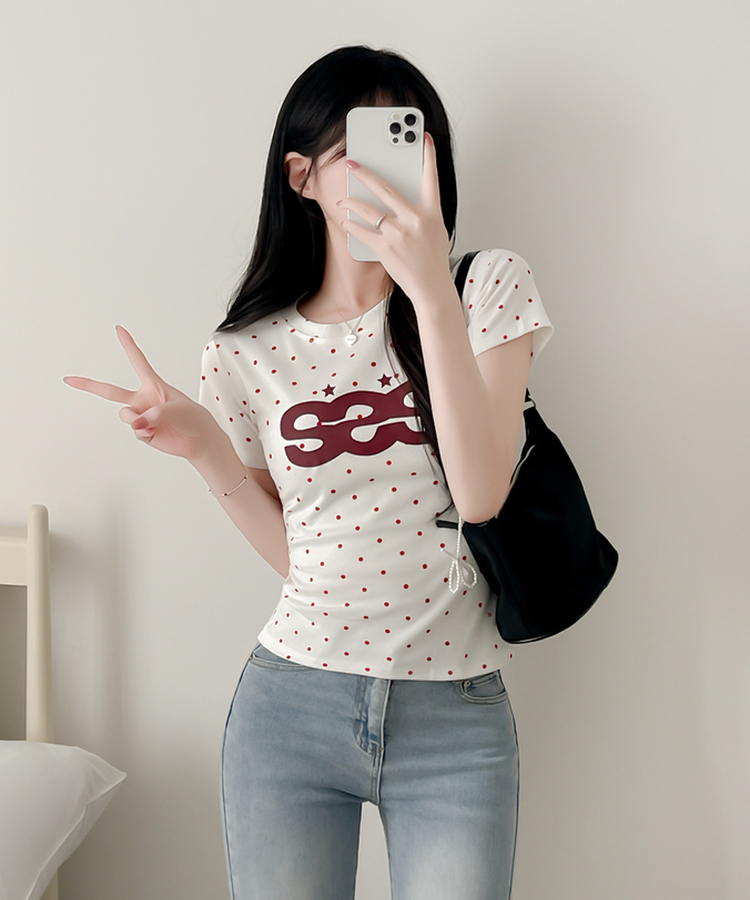 デイリードット半袖Tシャツ RED