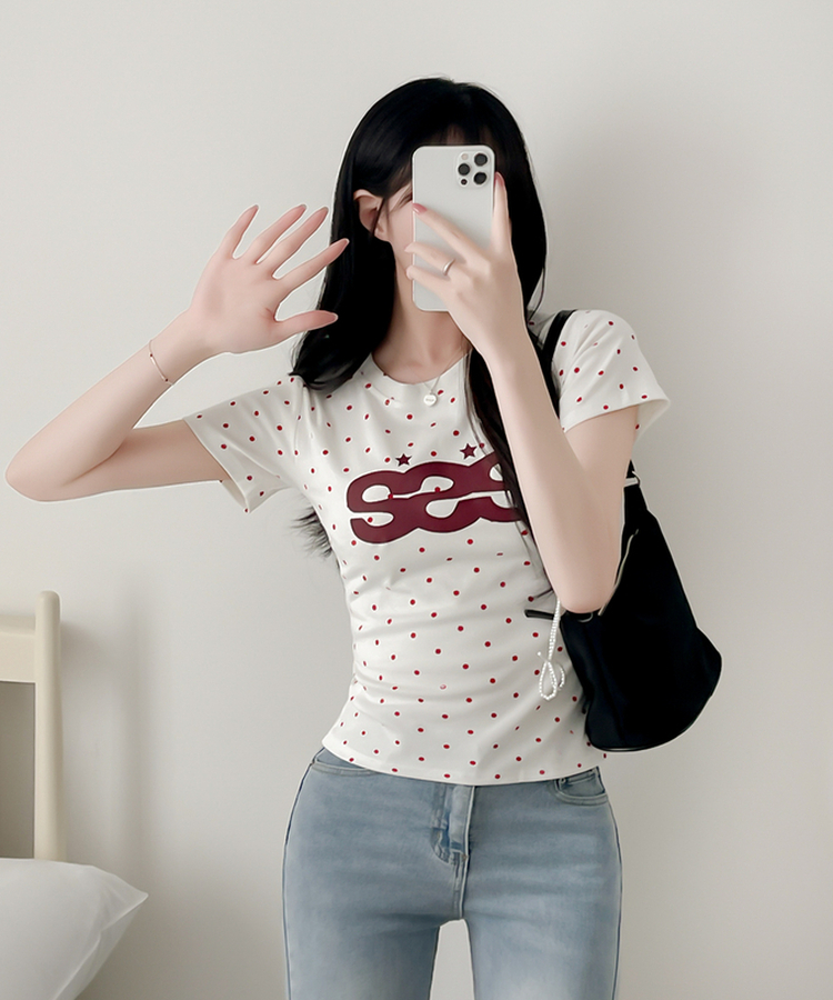 デイリードット半袖Tシャツ RED