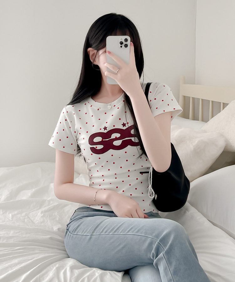 デイリードット半袖Tシャツ RED