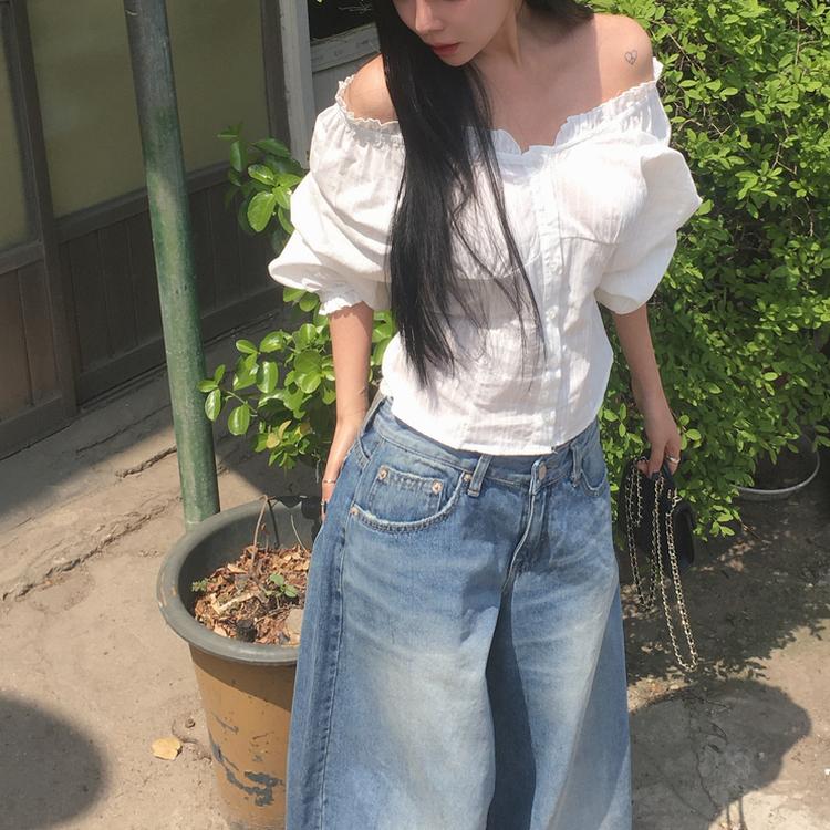 フリルオフショルダーブラウス IVORY