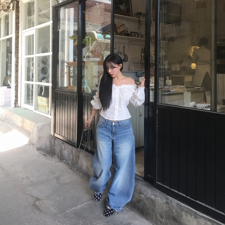 ワイドバルーンデニムパンツ BLUE DENIM