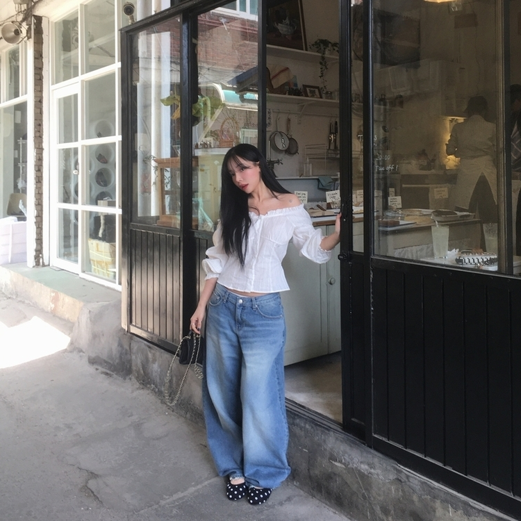 ワイドバルーンデニムパンツ BLUE DENIM