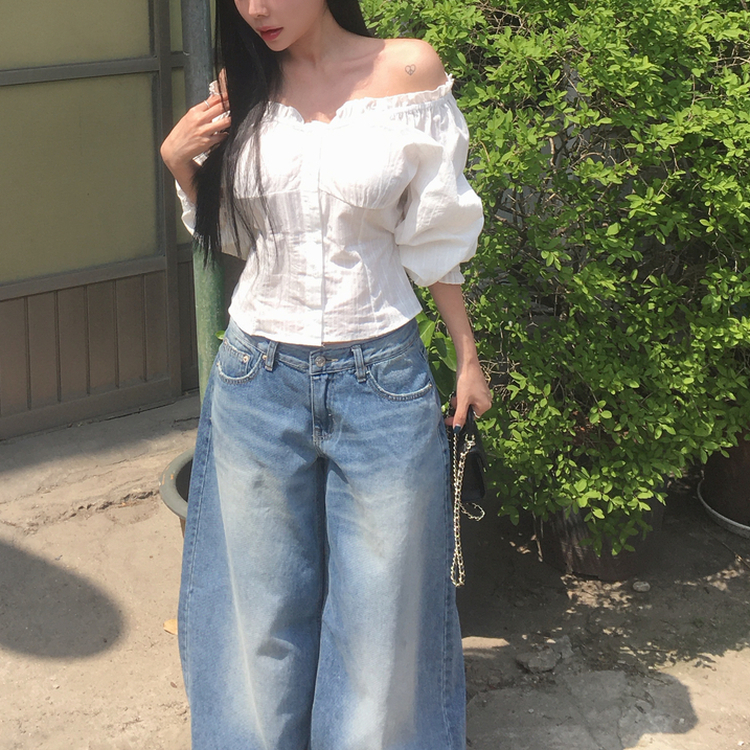 ワイドバルーンデニムパンツ BLUE DENIM