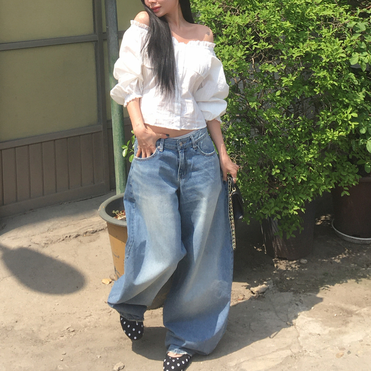 ワイドバルーンデニムパンツ BLUE DENIM