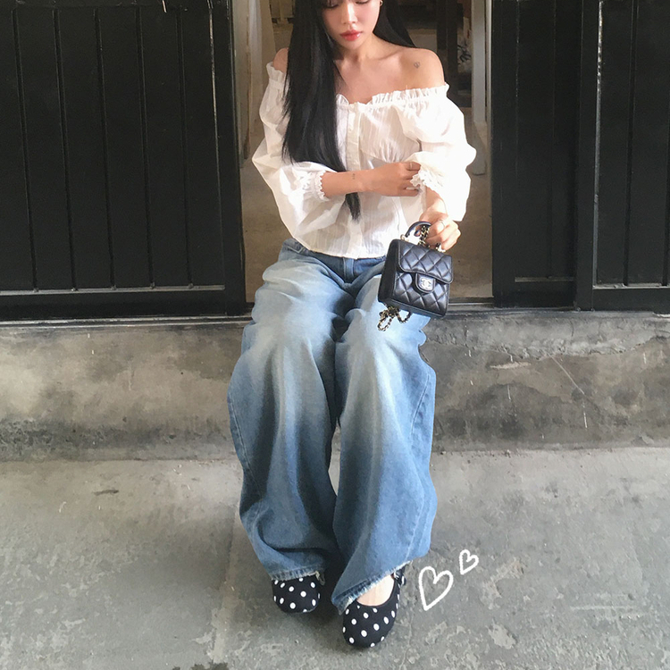 ドットフラットメリージェーンシューズ BLACK