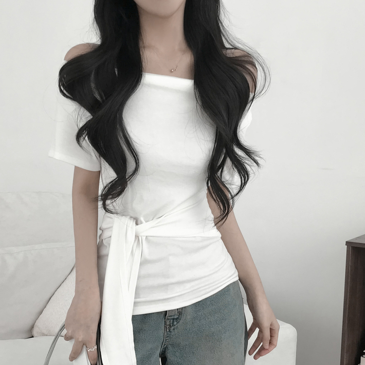 ドレープオフショルラップTシャツ IVORY