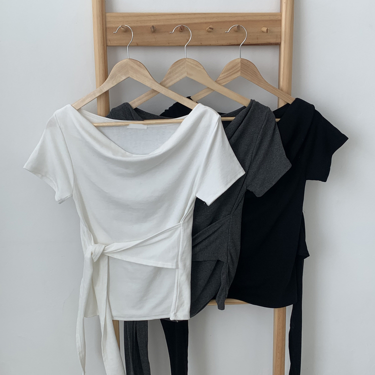 ドレープオフショルラップTシャツ