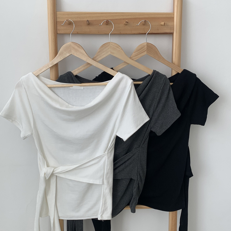 ドレープオフショルラップTシャツ