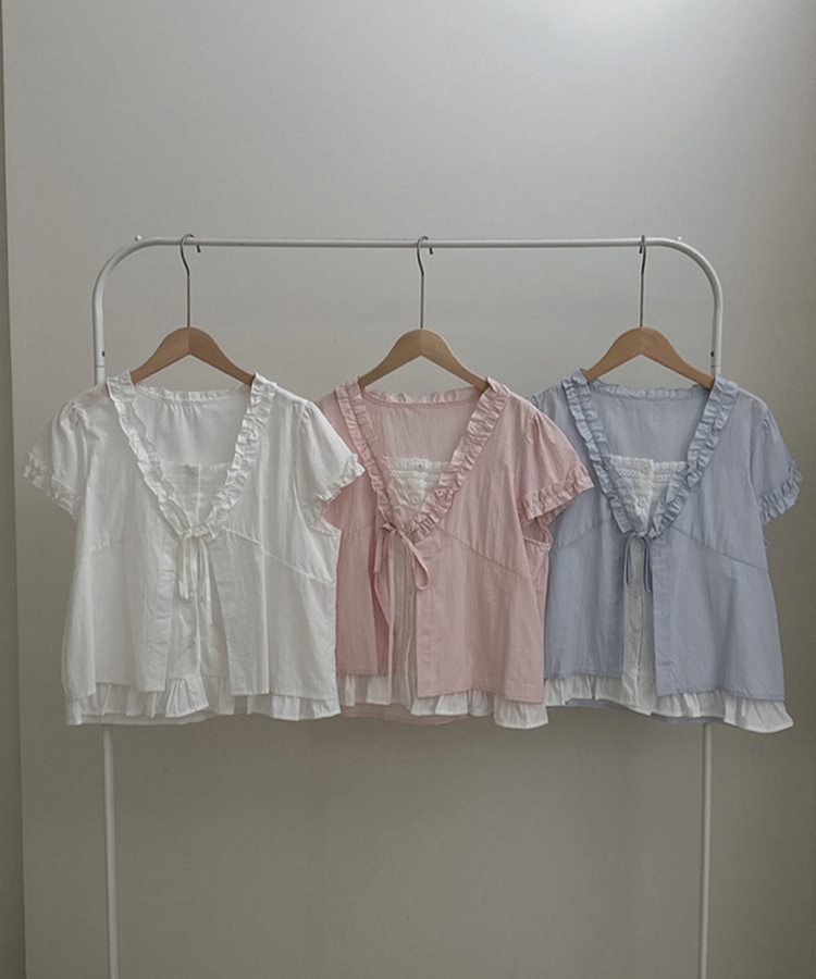 キャンディフリルリボンレイヤードブラウス