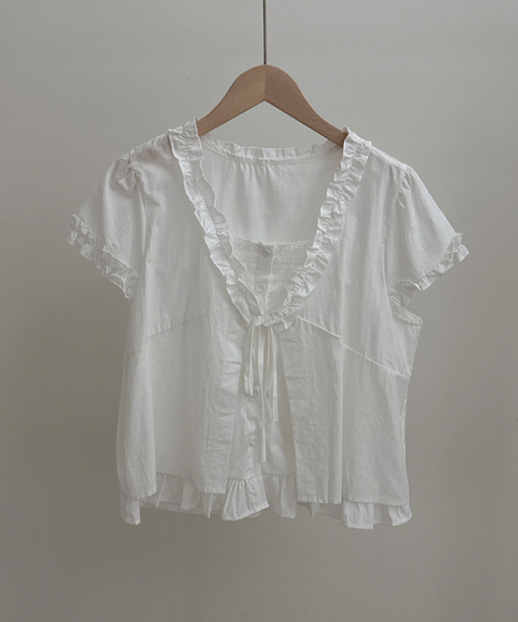 キャンディフリルリボンレイヤードブラウス