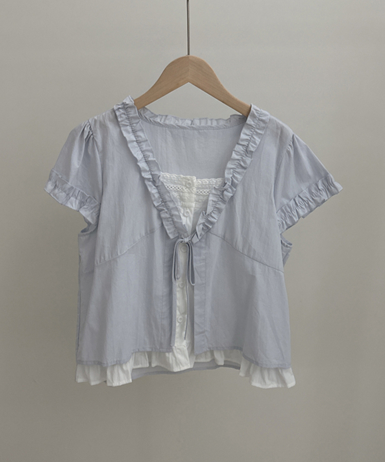 キャンディフリルリボンレイヤードブラウス