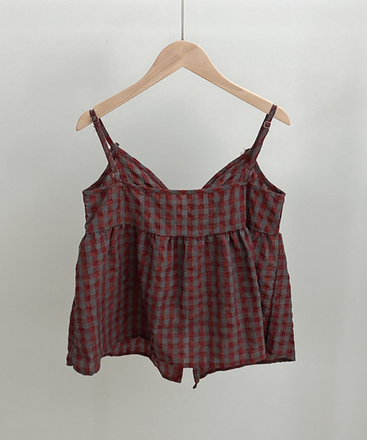 【SET】チェックリボンブラウス＋無地キャミソール