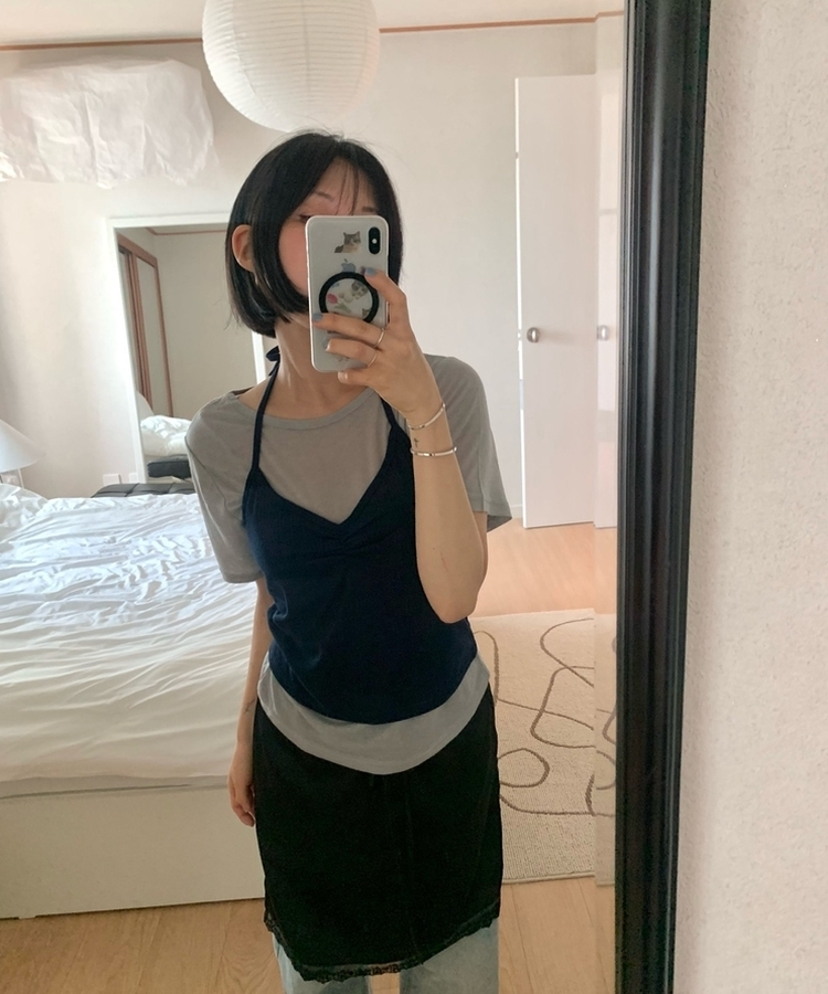 シルクミディレーススカート BLACK