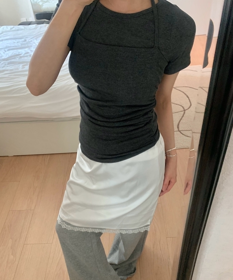 シルクミディレーススカート IVORY