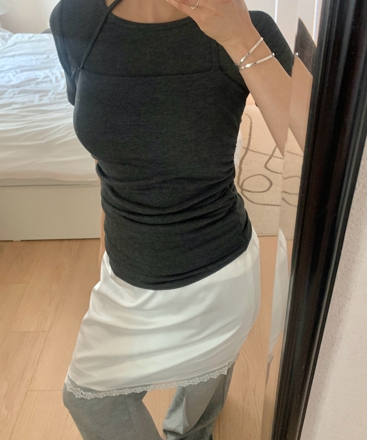 シルクミディレーススカート IVORY