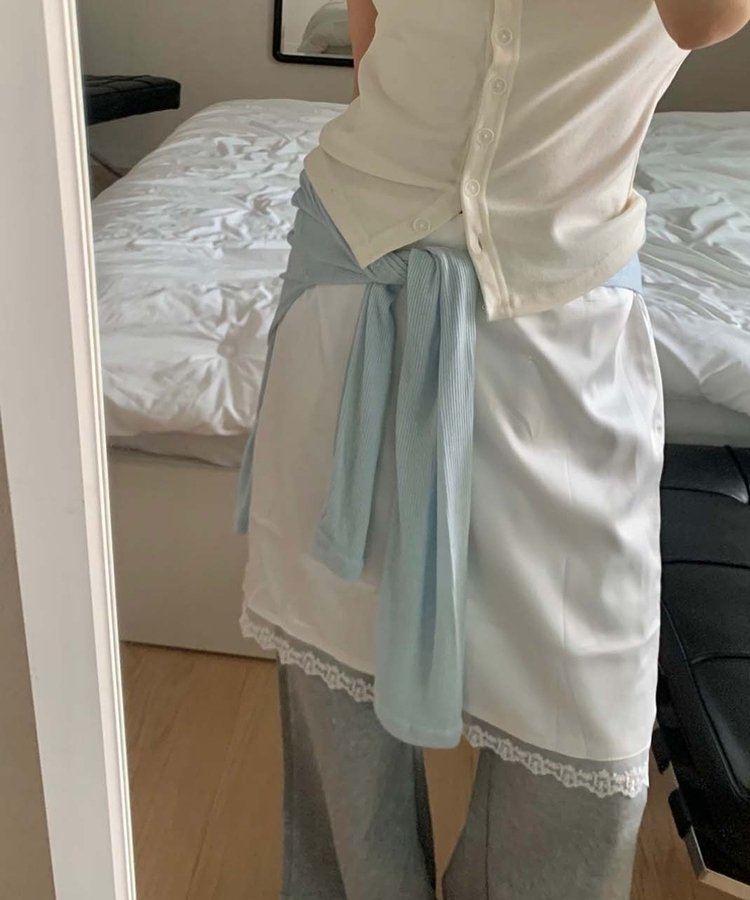 シルクミディレーススカート IVORY