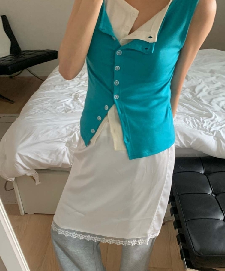 シルクミディレーススカート IVORY