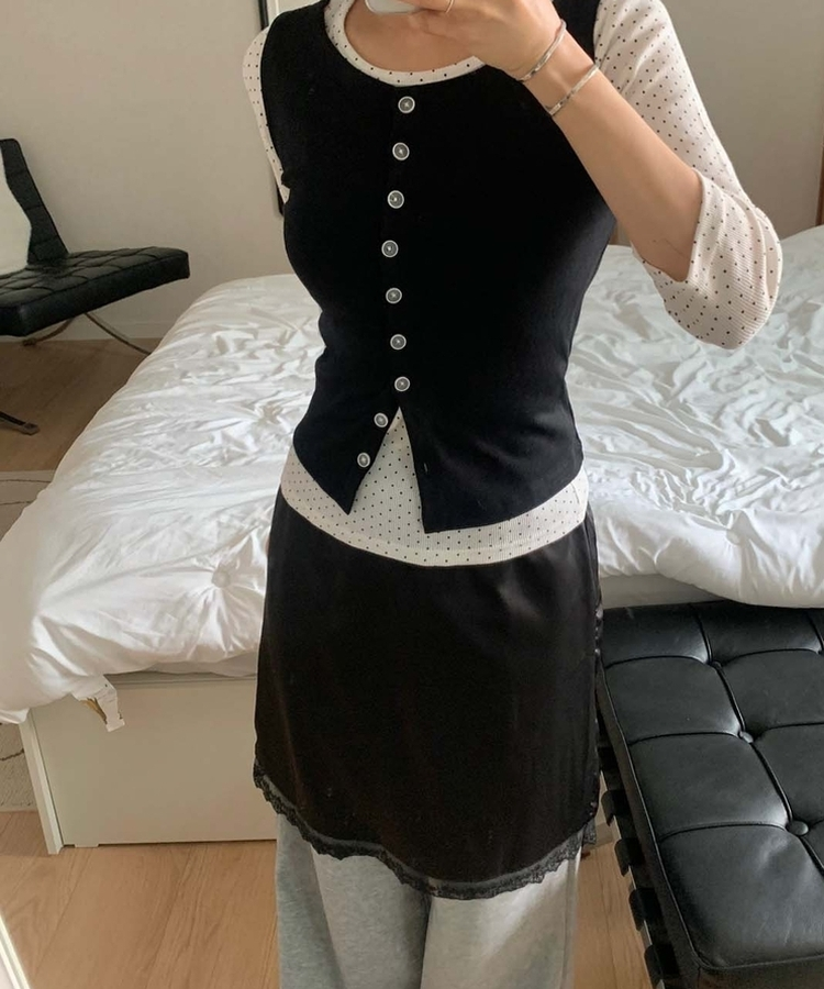 シルクミディレーススカート BLACK