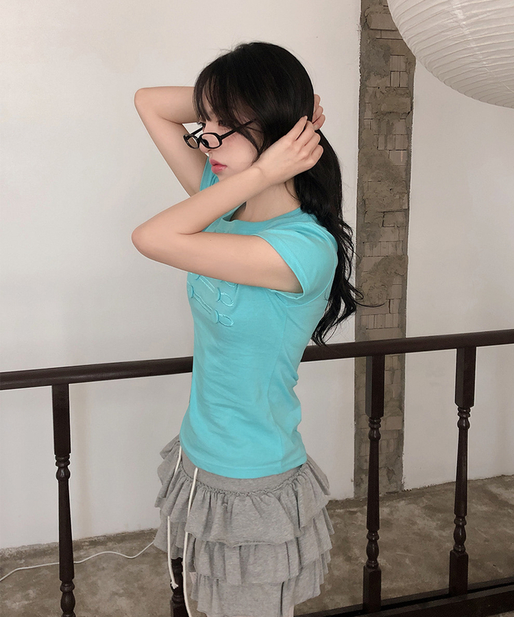 ナポレオンボタン刺繍半袖Tシャツ MINT