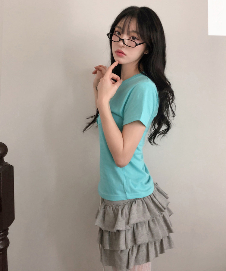 ナポレオンボタン刺繍半袖Tシャツ MINT