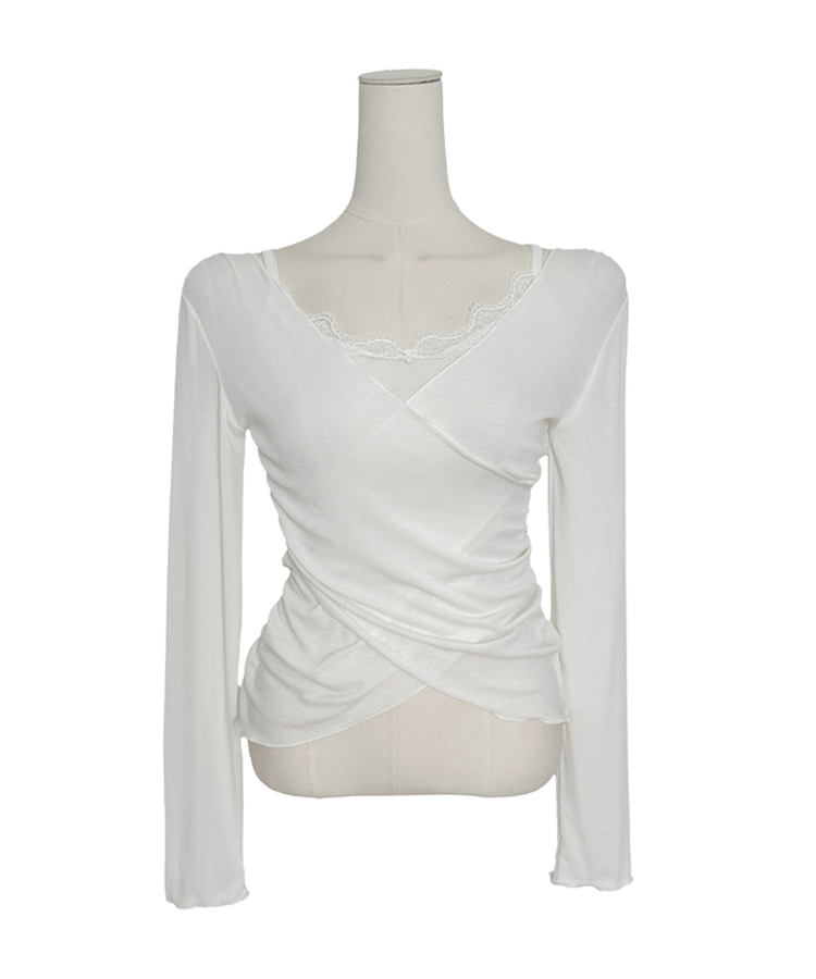 レイヤードレースラップシャーリングTシャツ