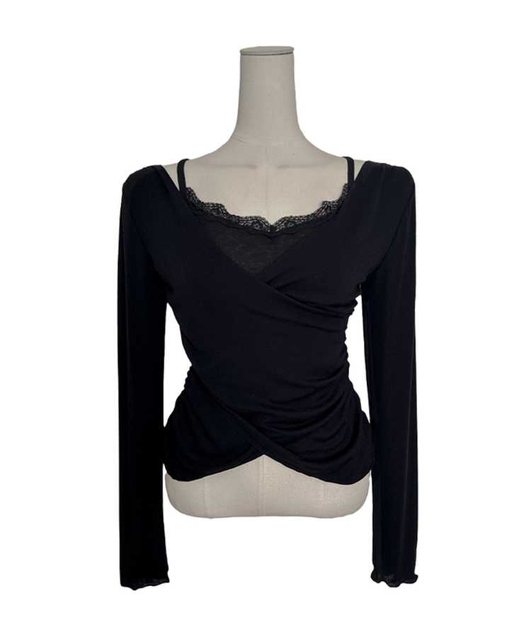 レイヤードレースラップシャーリングTシャツ