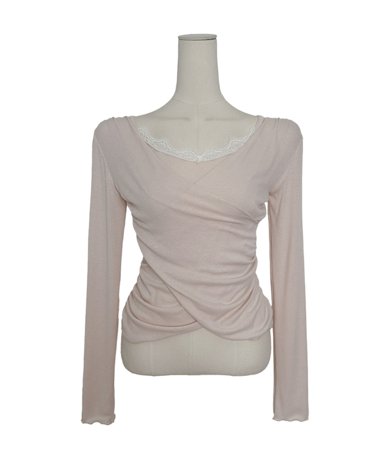 レイヤードレースラップシャーリングTシャツ