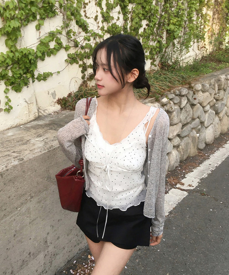 【カップ付き】レースキャミソール(5color) WHITE