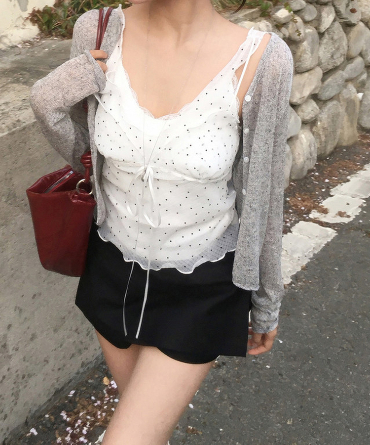 【カップ付き】レースキャミソール(5color) WHITE